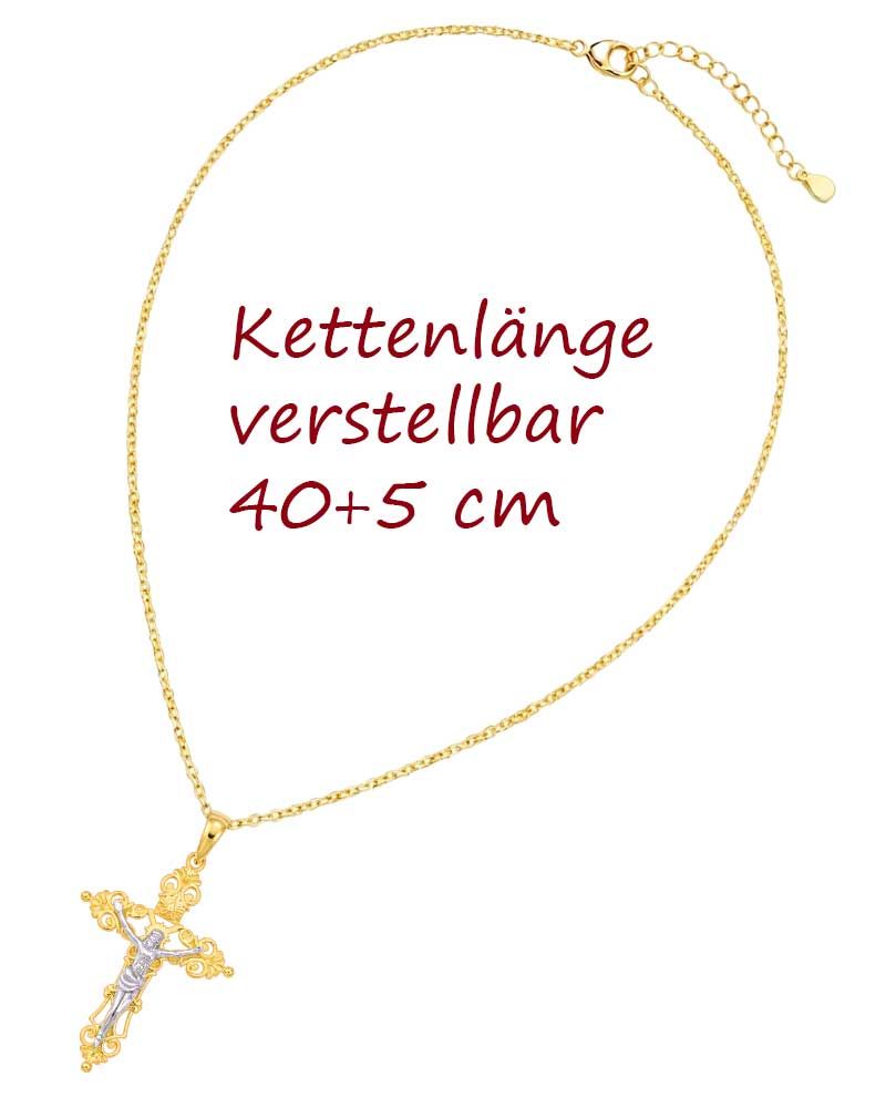 Kruzifixanhänger 925 Sterling Silber vergoldet mit Korpus