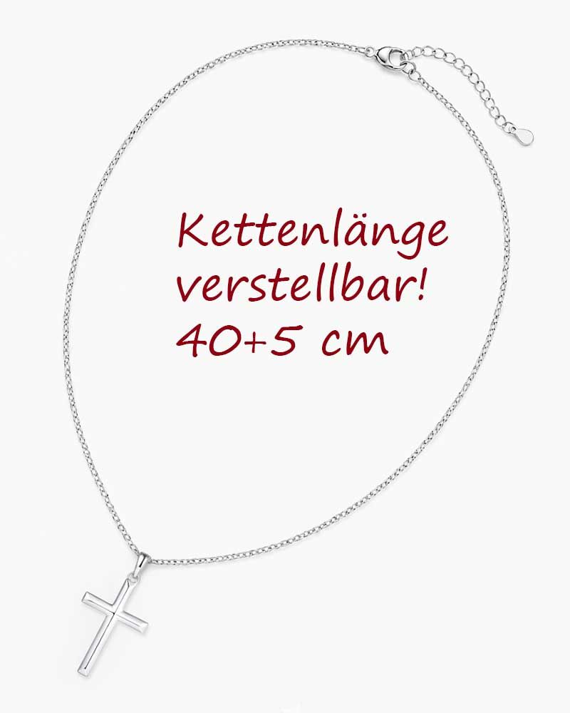Kreuzanhänger 20 x 30 mm Sterling Silber mit Kette 40 + 5 cm
