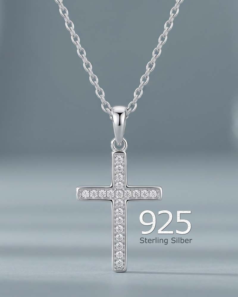 Kreuzanhänger 10 x 15 mm 925 Sterling Silber mit Zirkonia