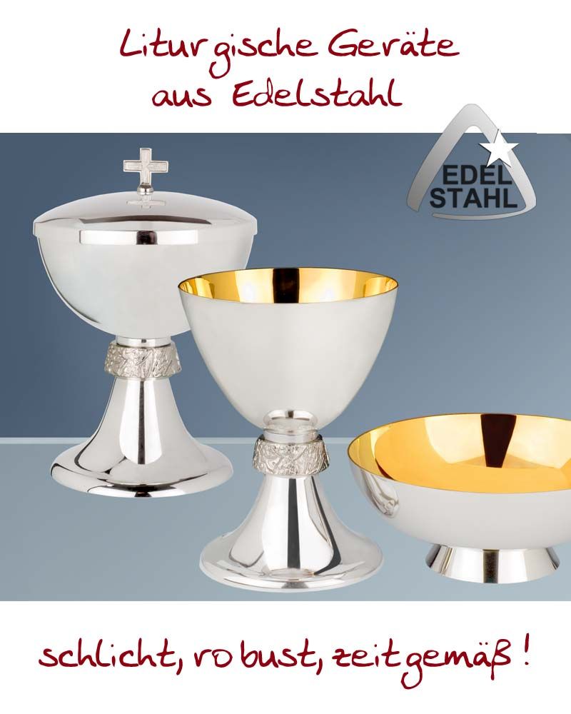 Kelch 16 cm schlicht, robust  aus poliertem Edelstahl