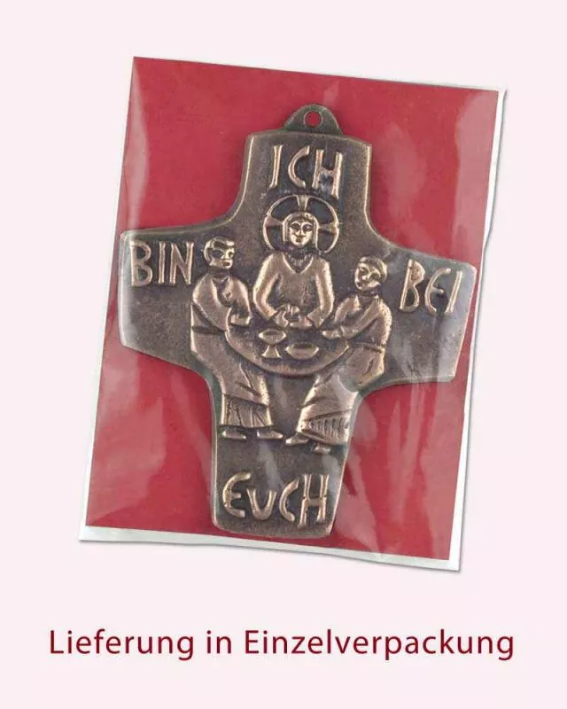 Kommunionkreuz 9,5 x 8 cm Menschenfischer Bronze