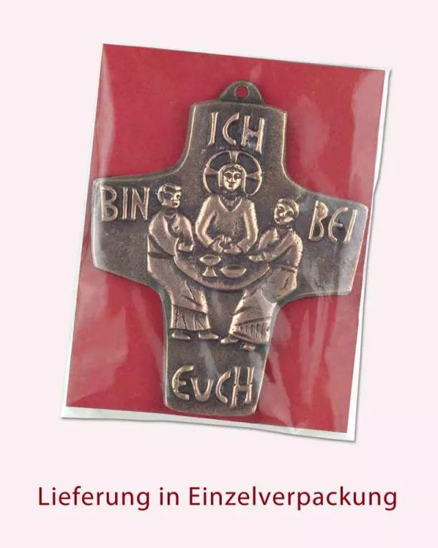 Kommunionkreuz Bronze 7,5x9,5 cm Trauben & Ähren