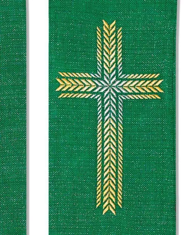 Doppelstola Facon rot/grün 140 cm mit gestickten Kreuzen
