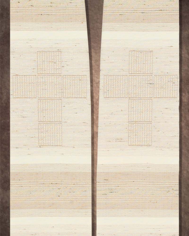 Stola Seide & Wolle creme 140 cm Kreuze gestickt
