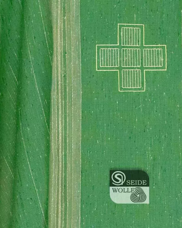 Kasel grün 3 Kreuze gestickt Wolle & Seide mit Kragen