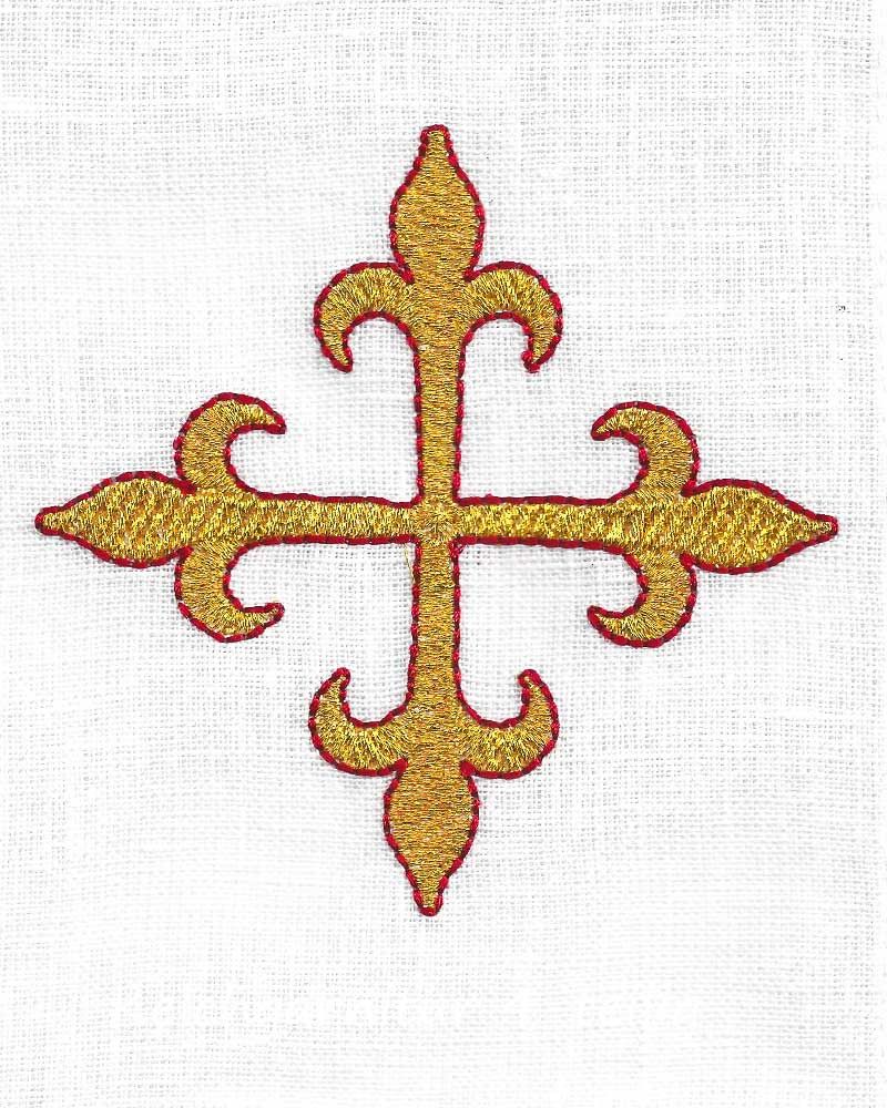 Kelchgarnitur 4-teilig, Goldstickerei BW und Leinen