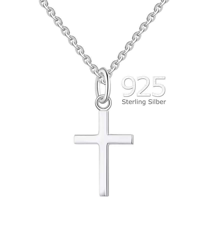 Kreuzanhänger 9x13 mm 925 Sterling Silber mit Kette