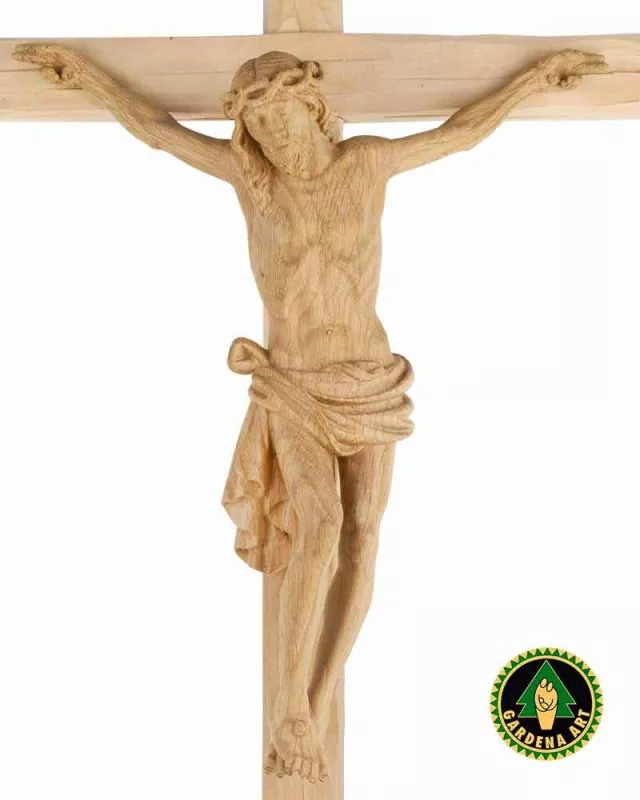 Wandkreuz Eichenholz natur 70 cm hoch Christus 32 cm