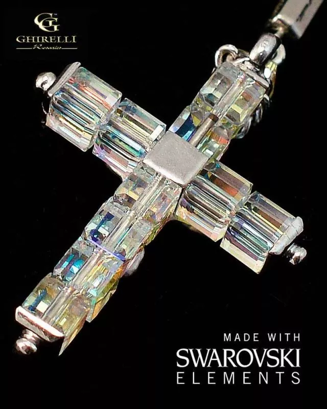 Rosenkranz 925 Silber Ghirelli Swarovski eckig 6 mm