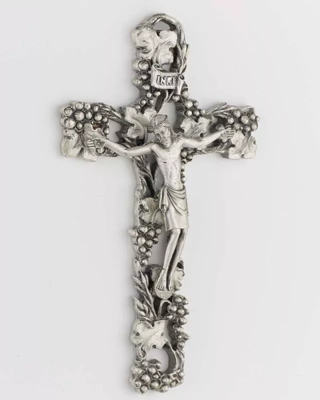 Kreuz antik Silber 13,5 cm hoch Weinstock mit Christuskörper