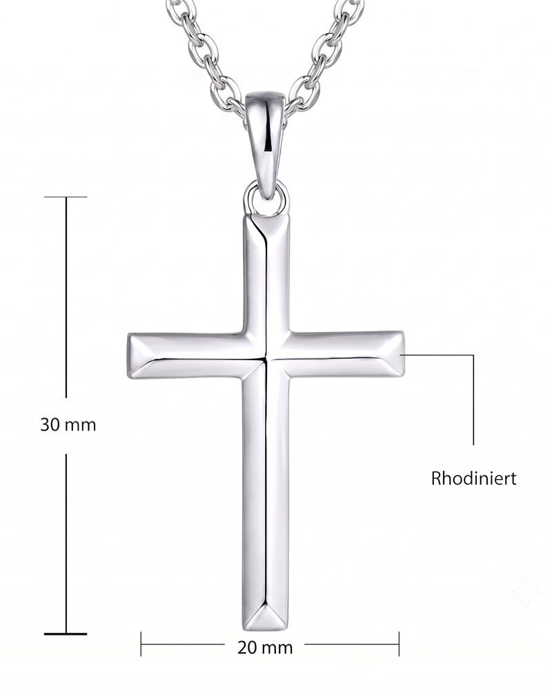 Kreuzanhänger 20 x 30 mm Sterling Silber mit Kette 40 + 5 cm