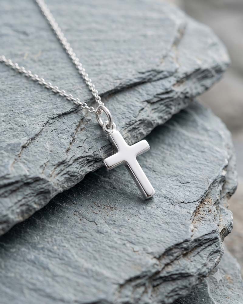 Kreuzanhänger 9x13 mm 925 Sterling Silber mit Kette