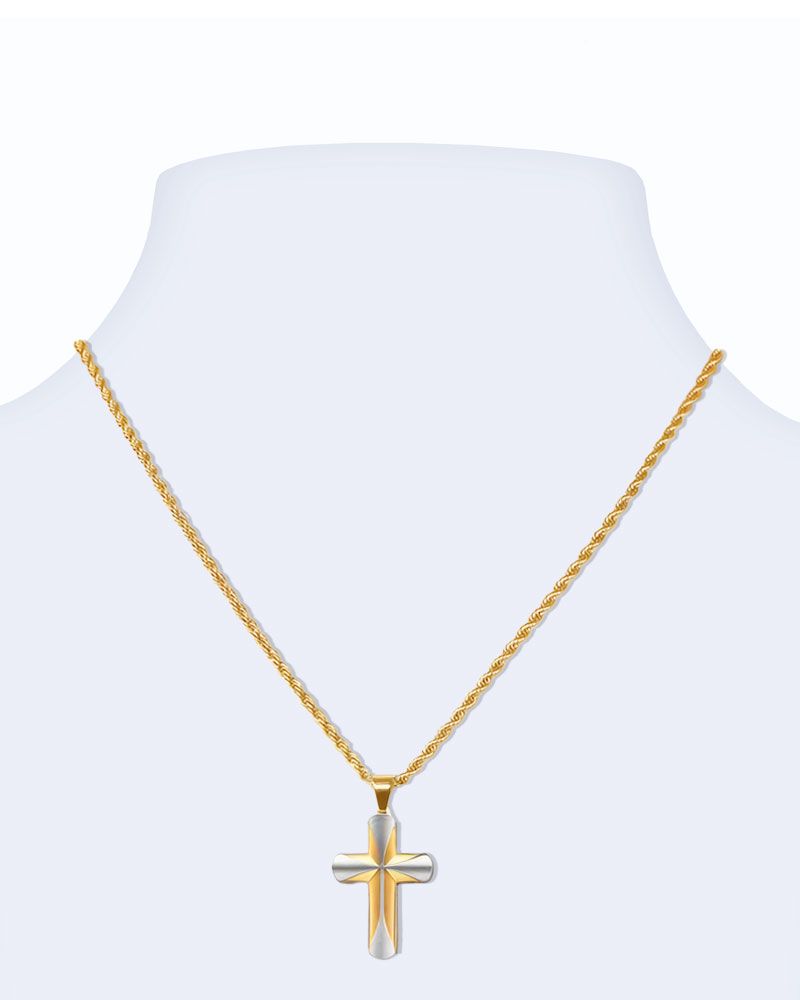 Kreuzanhänger 55 x 35 mm, Edelstahl vergoldet