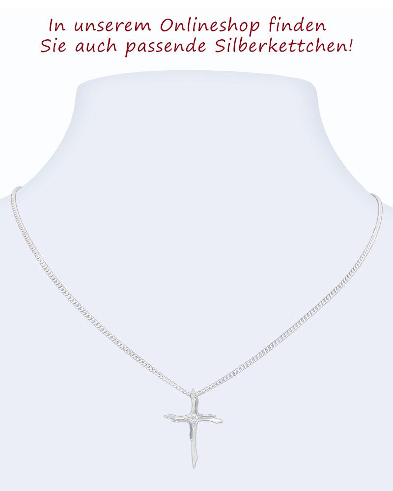 Kreuz Anhänger filigran m. Stein 18 x 26 mm 925 Silber