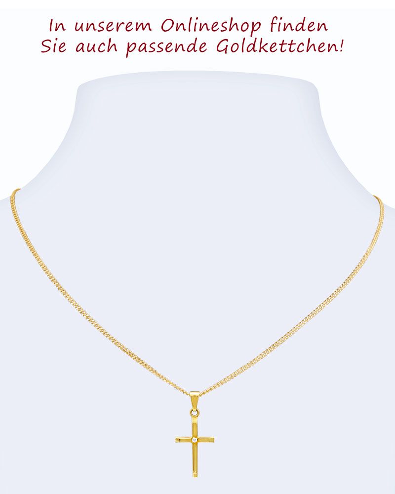 Kreuz Anhänger m. Stein 12 mm x 18 mm 9 ct Gold 375