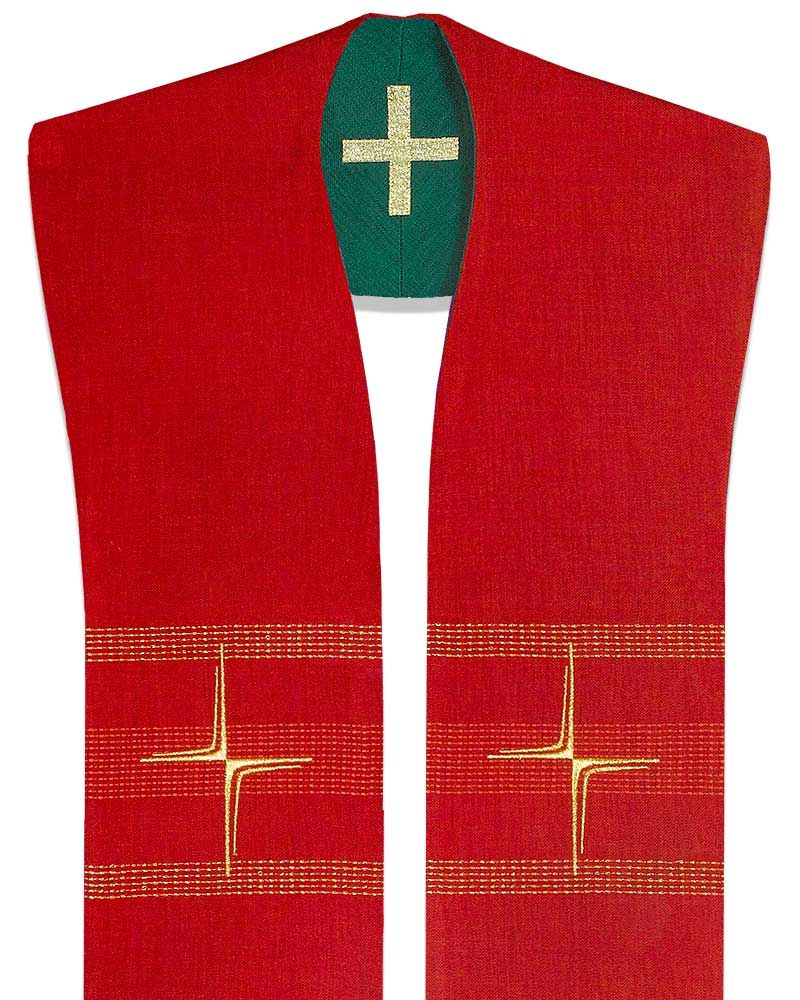 Wendestola Priester 140 cm rot & grün Kreuz gestickt
