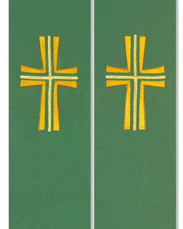Priesterstola mit gestickter Kreuzsymbolik, grün