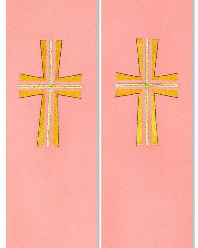 Priesterstola mit gestickter Kreuzsymbolik, rosa