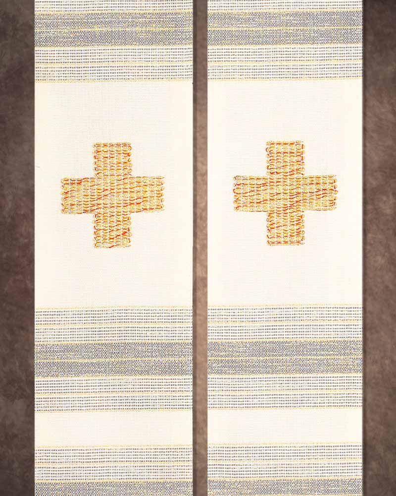 Stola weiß  mit 3-Kreuzen und Lurex 160 cm lang
