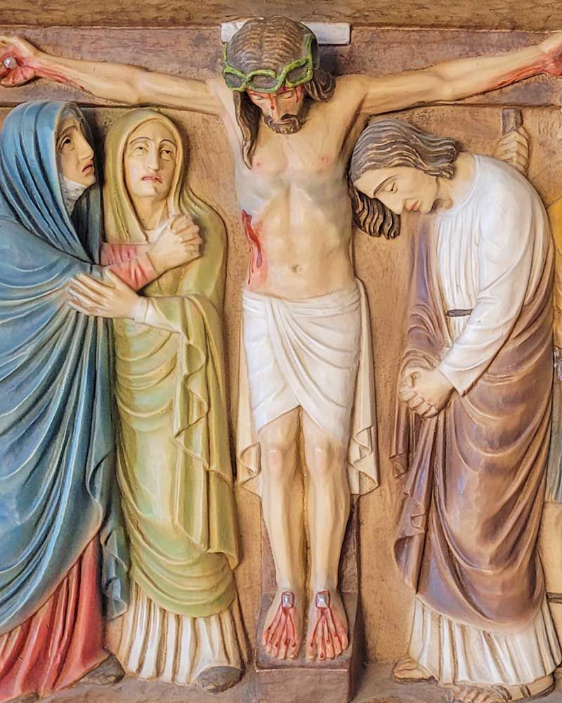 Kreuzwegstation XII Jesus gekreuzigt 38 x 38 cm