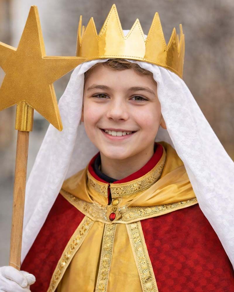 Sternsingerkrone verstellbar Gold mit weißem Tuch