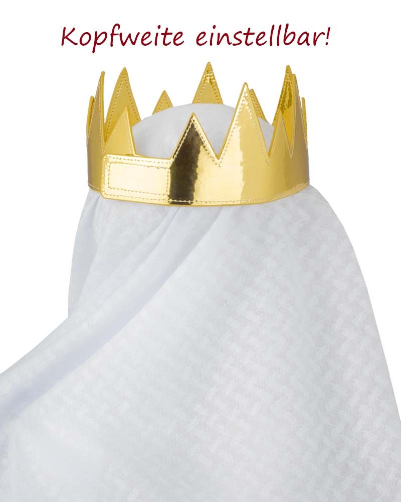 Sternsingerkrone verstellbar Gold mit weißem Tuch