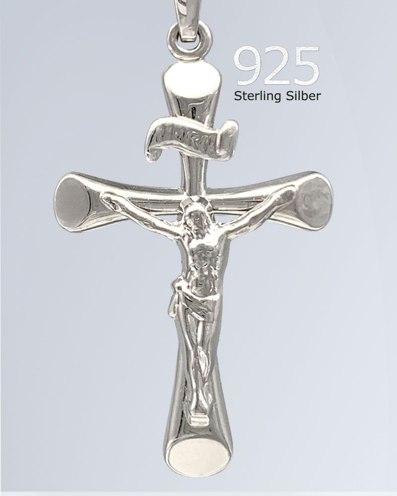 Kreuz Anhänger Kruzifix modern 25 mm 925 Silber