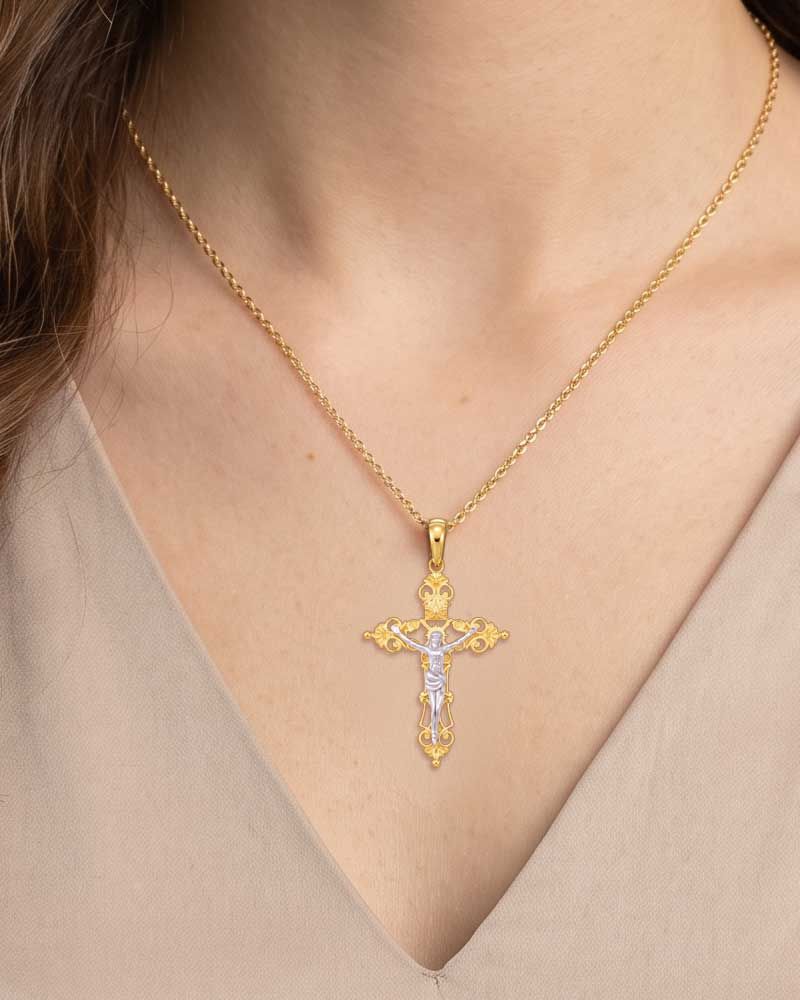 Kruzifixanhänger 925 Sterling Silber vergoldet mit Korpus