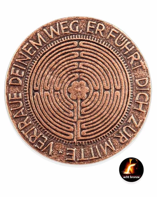 Handschmeichler Bronze Labyrinth, 4 cm Ø