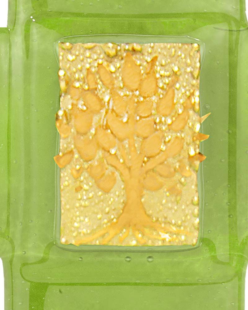 Glaskreuz grün, "Lebensbaum" 20 x 12 x 4 cm