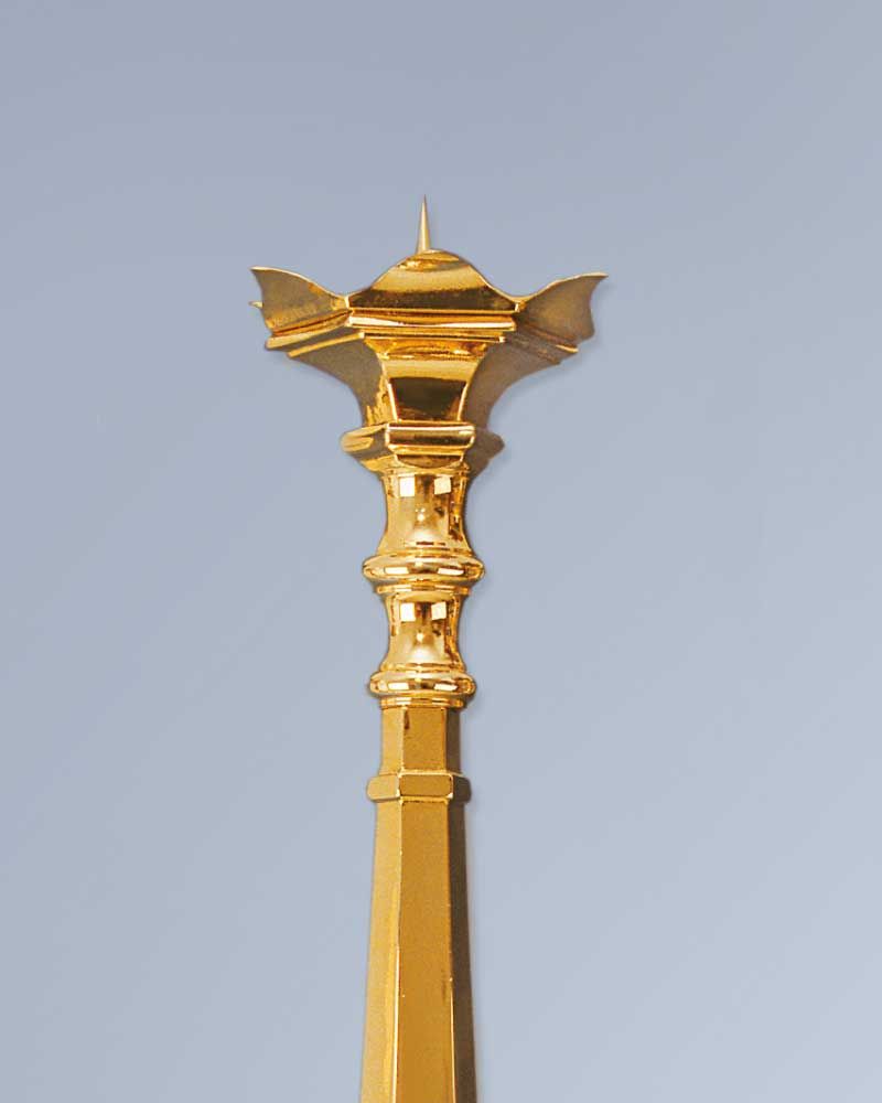 Standleuchter 40 cm hoch gotisch Messing vergoldet
