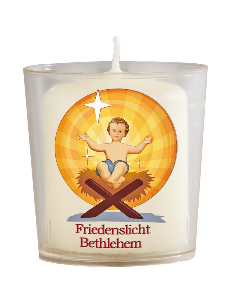 50 Friedenslichter Jerusalem, Kerzen mit Lichterbecher