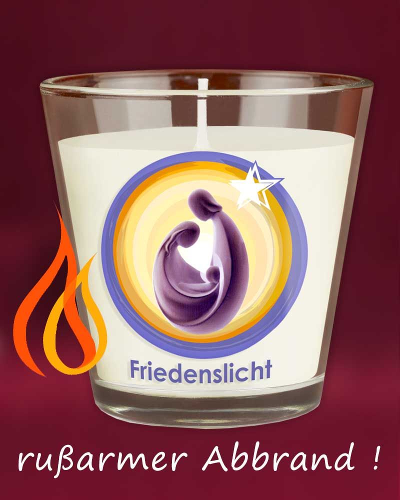 12 x Kerzenglas Friedenslicht 65 x 65 mm Heilige Familie