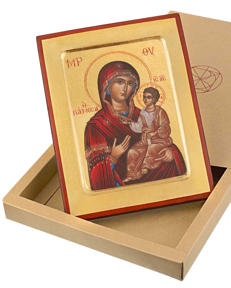 Ikone Theotokus Hodegetria 10,5x13 cm auf Holzträger
