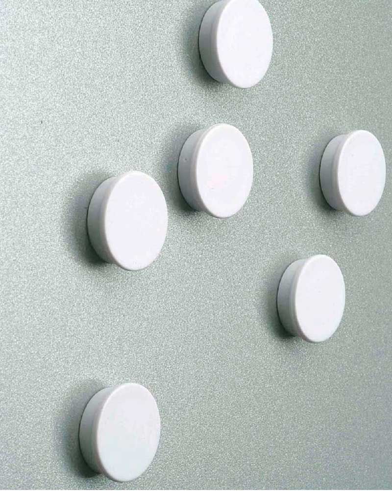 10 Magnete 25 mm Ø mit weißer Kunststoffkappe