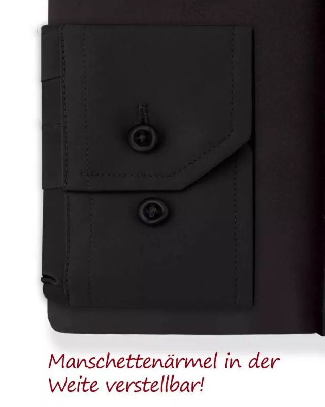 Collarhemd Romano Baumwolle Schwarz Langarm Gr. XL