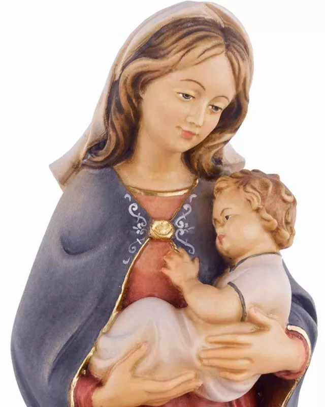 Schutzmadonna Figur 30 cm koloriert, holzgeschnitzt