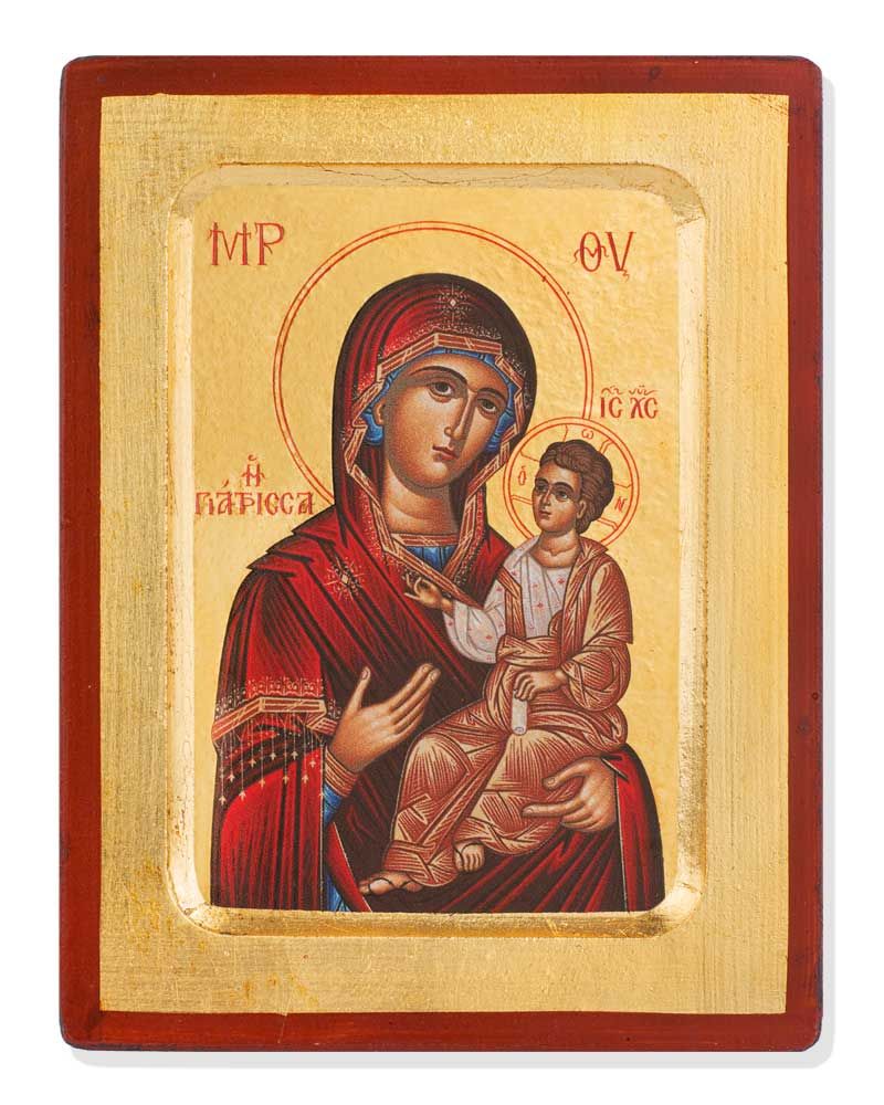 Ikone Theotokus Hodegetria 10,5x13 cm auf Holzträger