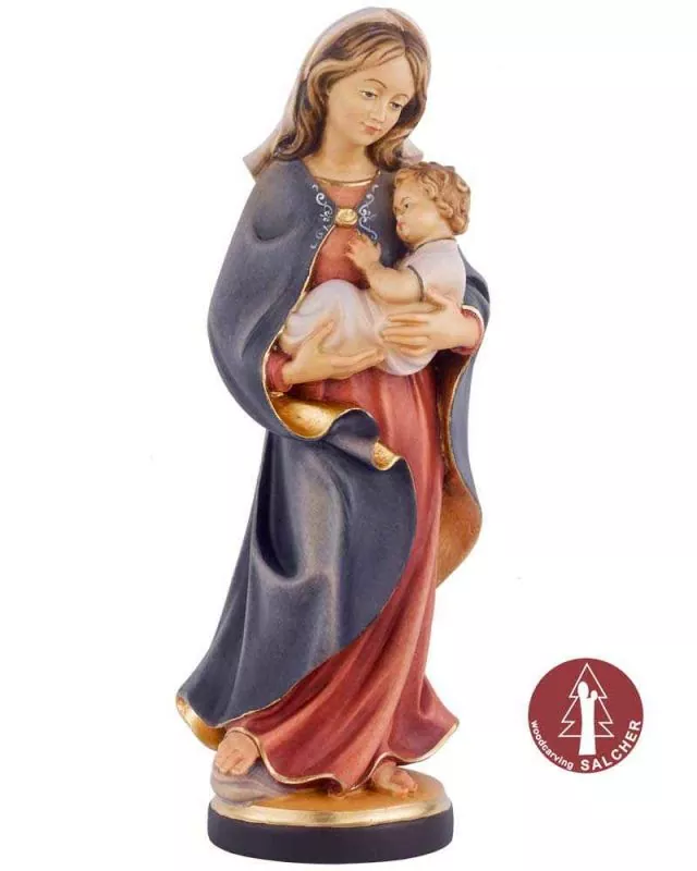 Schutzmadonna Figur 30 cm koloriert, holzgeschnitzt