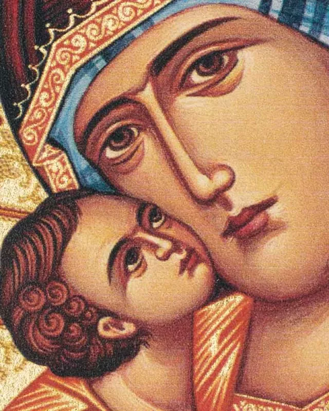 Ikone Madonna Glikofilusa Siebdruck 7 x 10 cm, im Etui