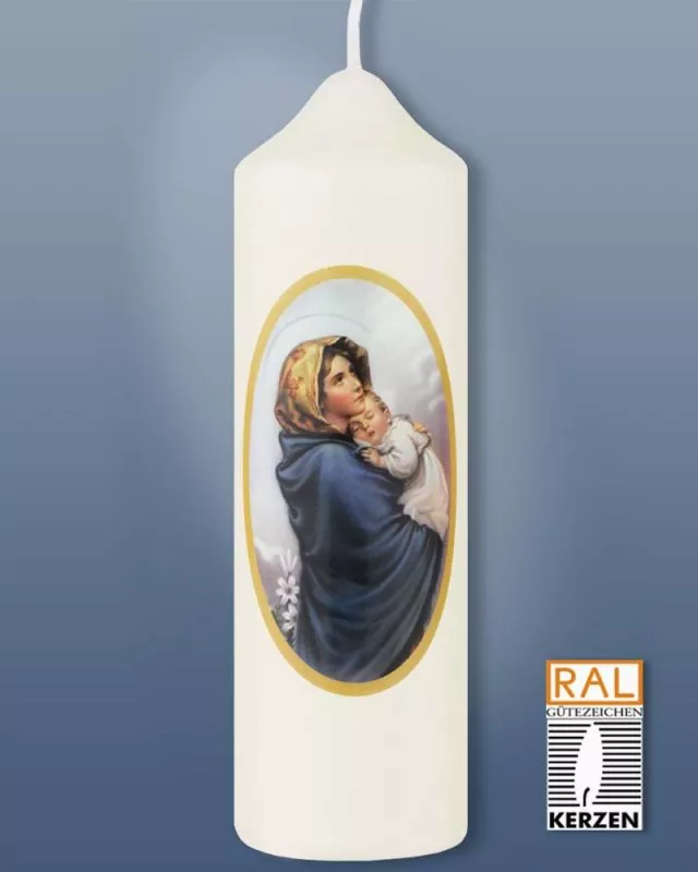 Marienkerze 165x50 mm Aufdruck Maria mit Kind