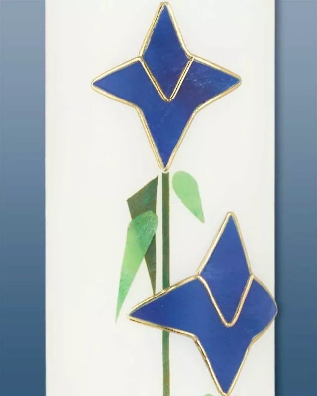 Marienkerze 600 x 70 mm blauen Lilien Emblem AM