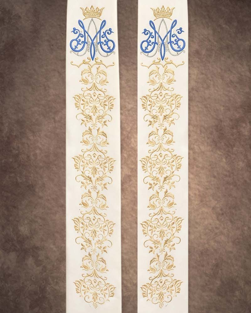 Marienstola mit gestickten Mariensymbolen 130 cm