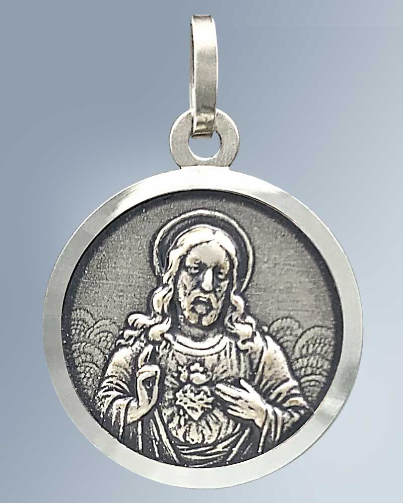 Skapuliermedaille Jesu/Maria 16 mm Ø 925 Sterling Silber