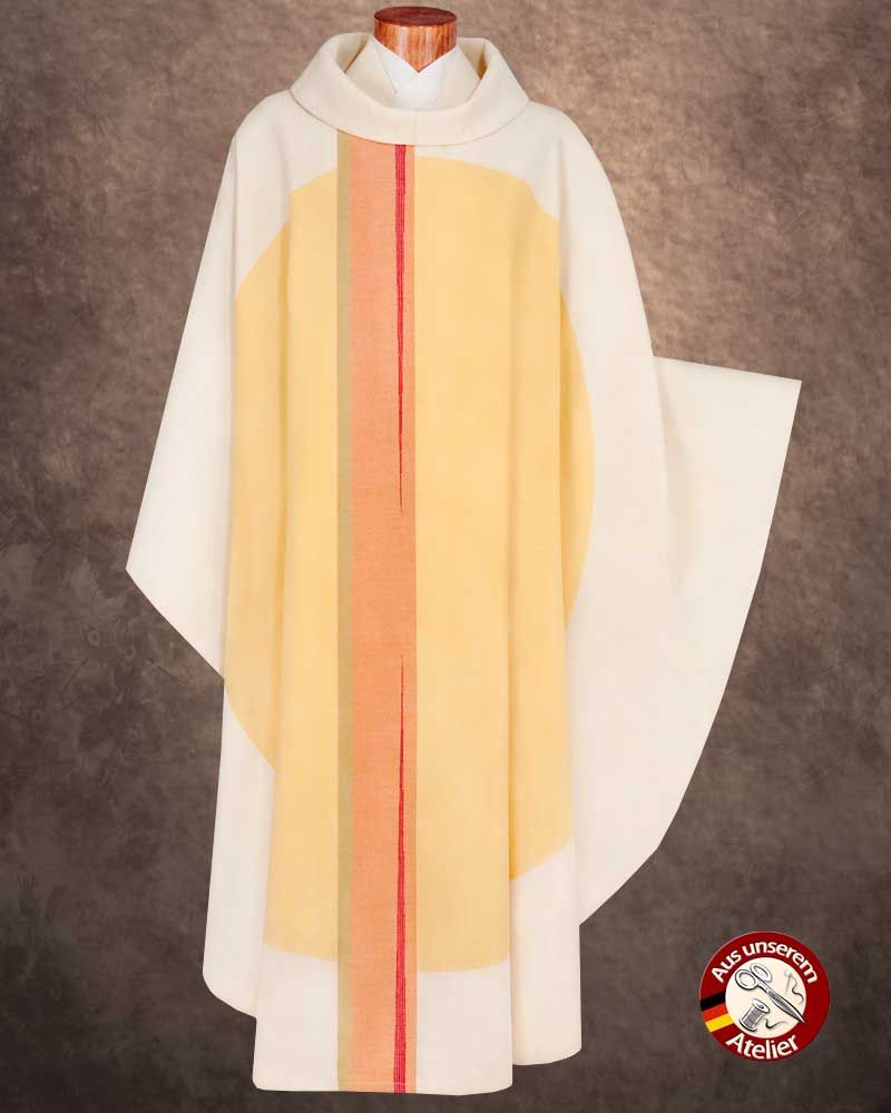 Kasel Lichtstreifendesign creme gefüttert mit Stola