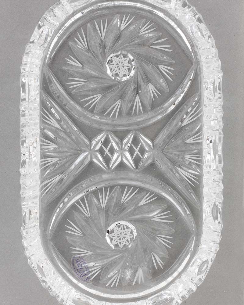 Messkännchentablett 24 x 12,5 cm oval, aus faccetiertem Glas