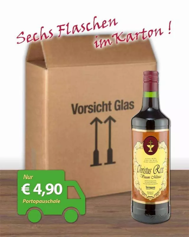 Messwein Christus Rex, rot, 1 Liter Flasche 15 % Vol.