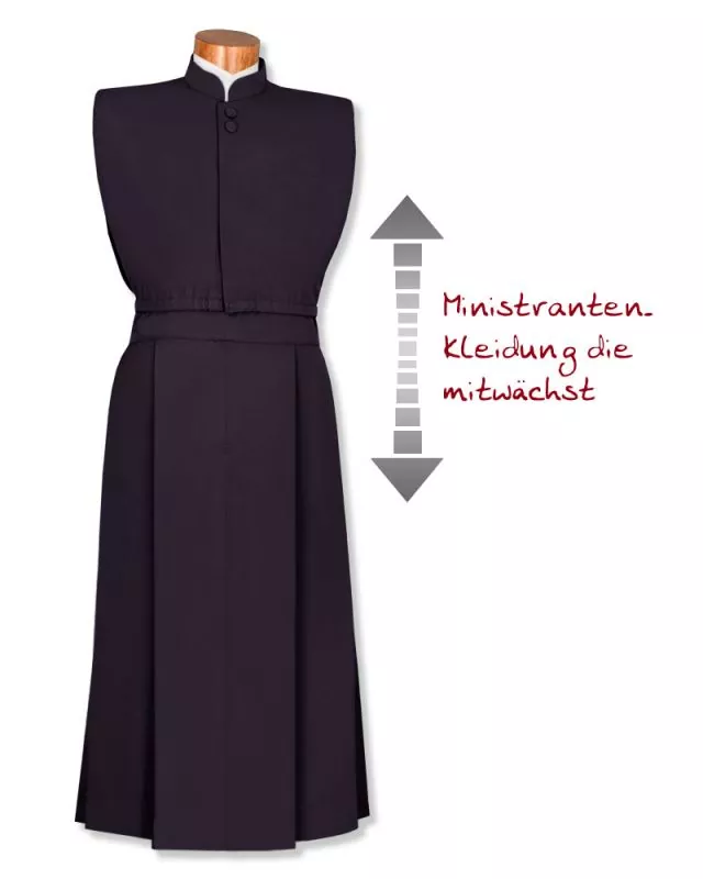 Ministrantenrock schwarz 110cm Weste & Hosenträg.