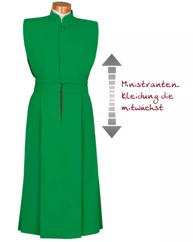 Ministrantenrock grün 80cm mit Weste & Hosenträger