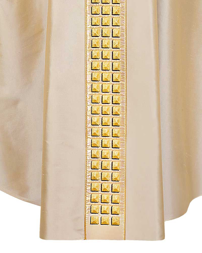 Kasel gold mit Mittelstab und Innenstola 135 cm